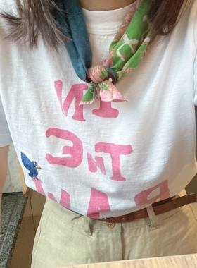 2026上新日系小众贵牌45R家刺绣小鸟短T印花竹节棉舒适短袖T恤女