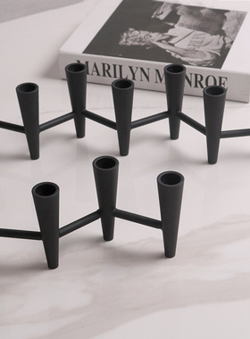 现代轻奢金属异型多头烛台创意软装饰品桌面烛插样板房售楼处摆件