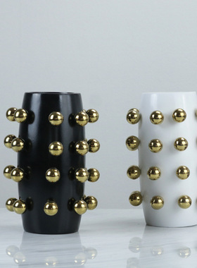 现代轻奢金属干花花瓶摆件家居装饰品样板间餐桌茶几玄关花器摆设