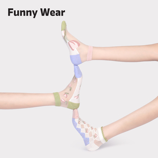 袜子女夏季 玻璃丝袜日系花卉女士水晶袜丝袜网纱透气棉底短袜 薄款