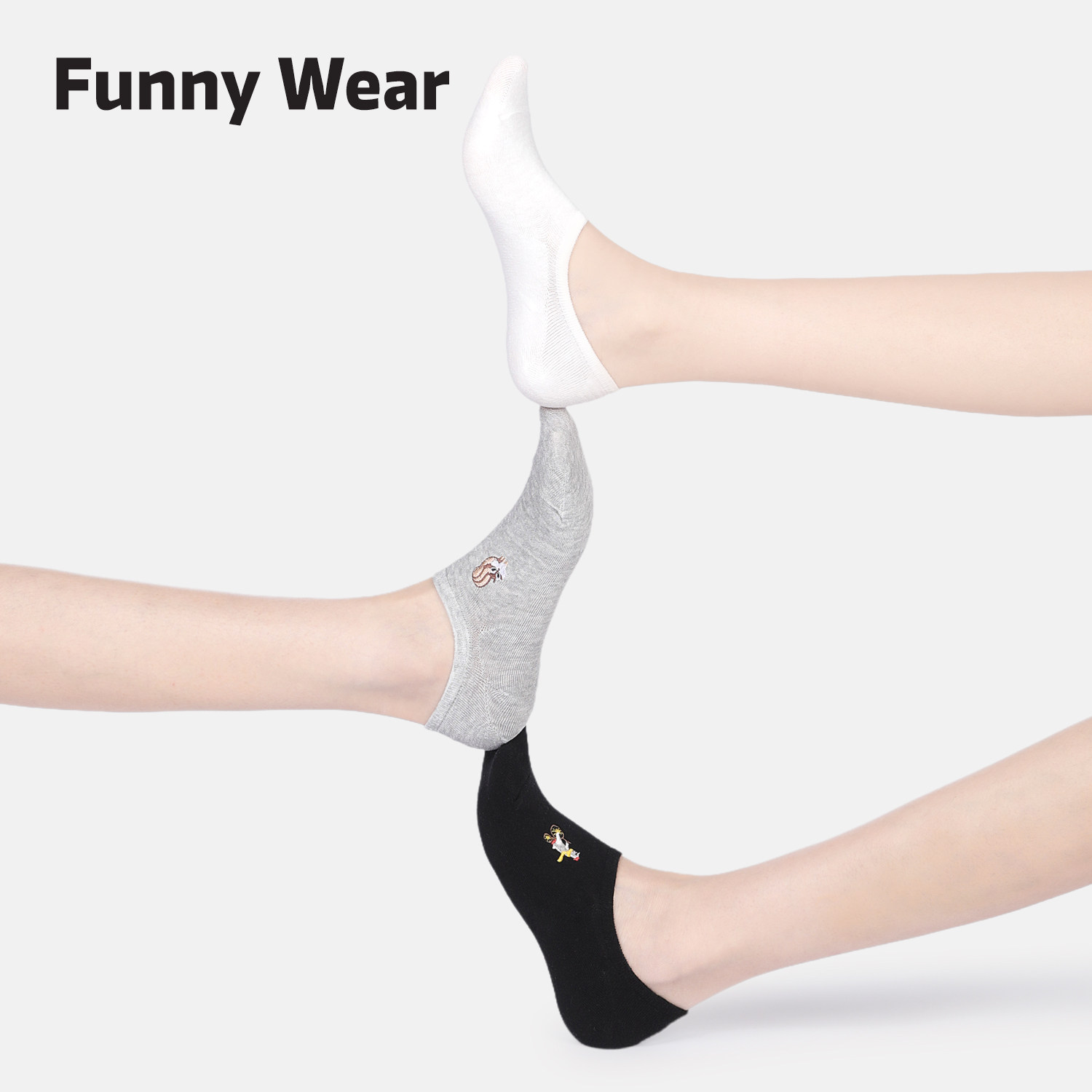 船袜女夏季薄款浅口硅胶防滑防掉跟短袜刺绣卡通棉袜隐形运动风袜,女士内衣/男士内衣/家居服,船袜,淘宝优惠券,粉丝福利购,淘宝优惠卷