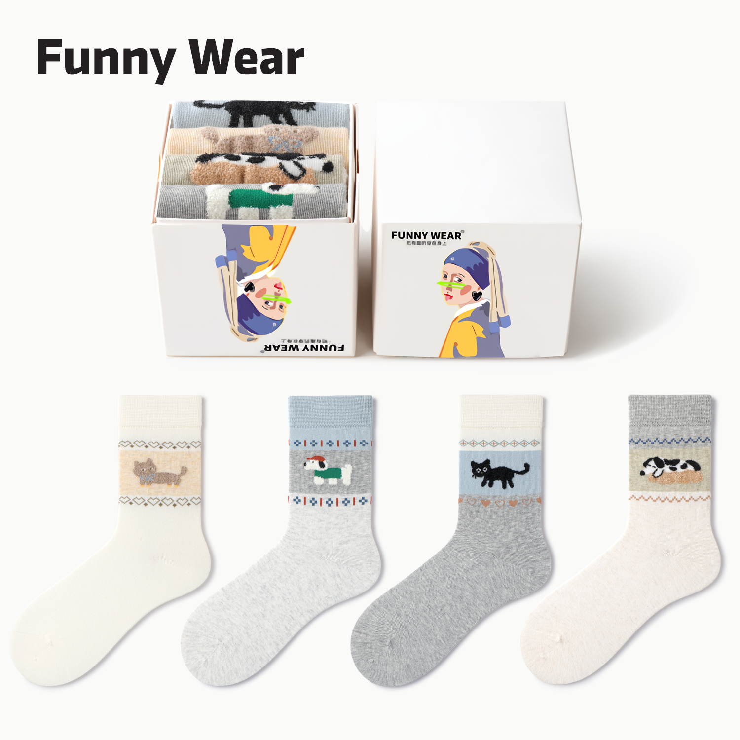 小猫袜子女款秋冬保暖中筒袜2025新款爆款秋季可爱植绒显瘦堆堆袜