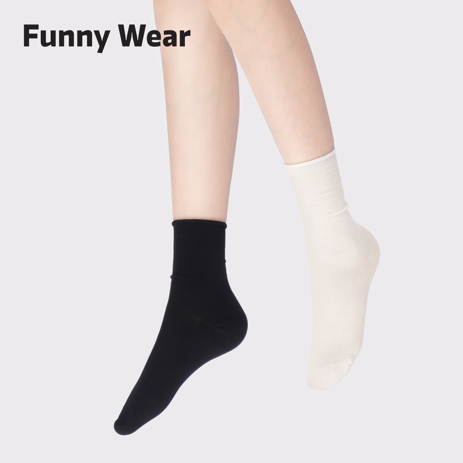 袜子女卷边冰冰袜白色堆堆袜中筒