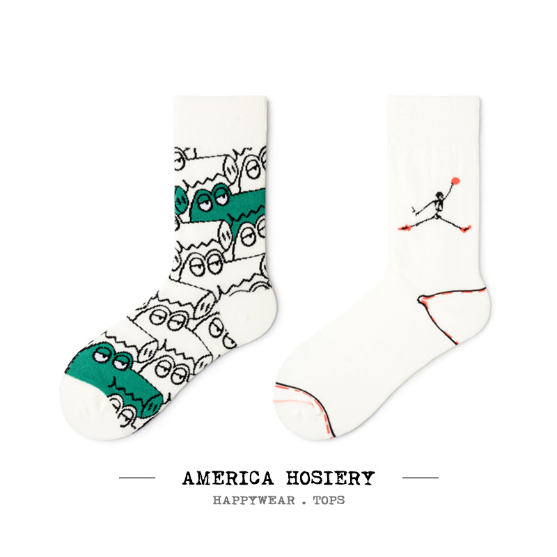 袜子男ins潮中筒袜原创街头字母