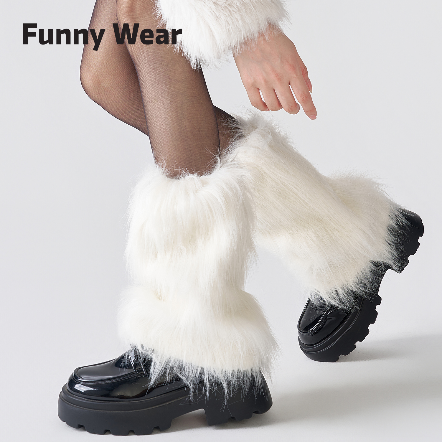 毛毛袜套女秋冬堆堆袜中长筒个性亚文化y2k保暖毛绒腿套配小皮鞋