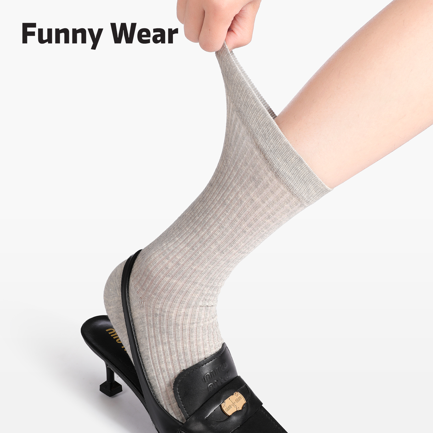 灰色袜子女秋冬款玛丽珍堆堆袜