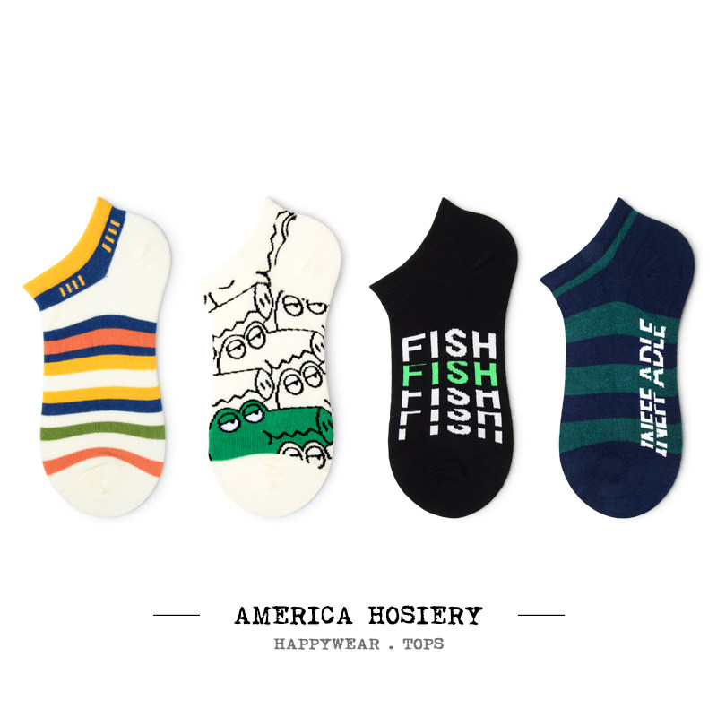 袜子男款短袜ins潮韩版浅口卡通字母春秋情侣船袜学生运动风棉袜,女士内衣/男士内衣/家居服,船袜,淘宝优惠券,粉丝福利购,淘宝优惠卷