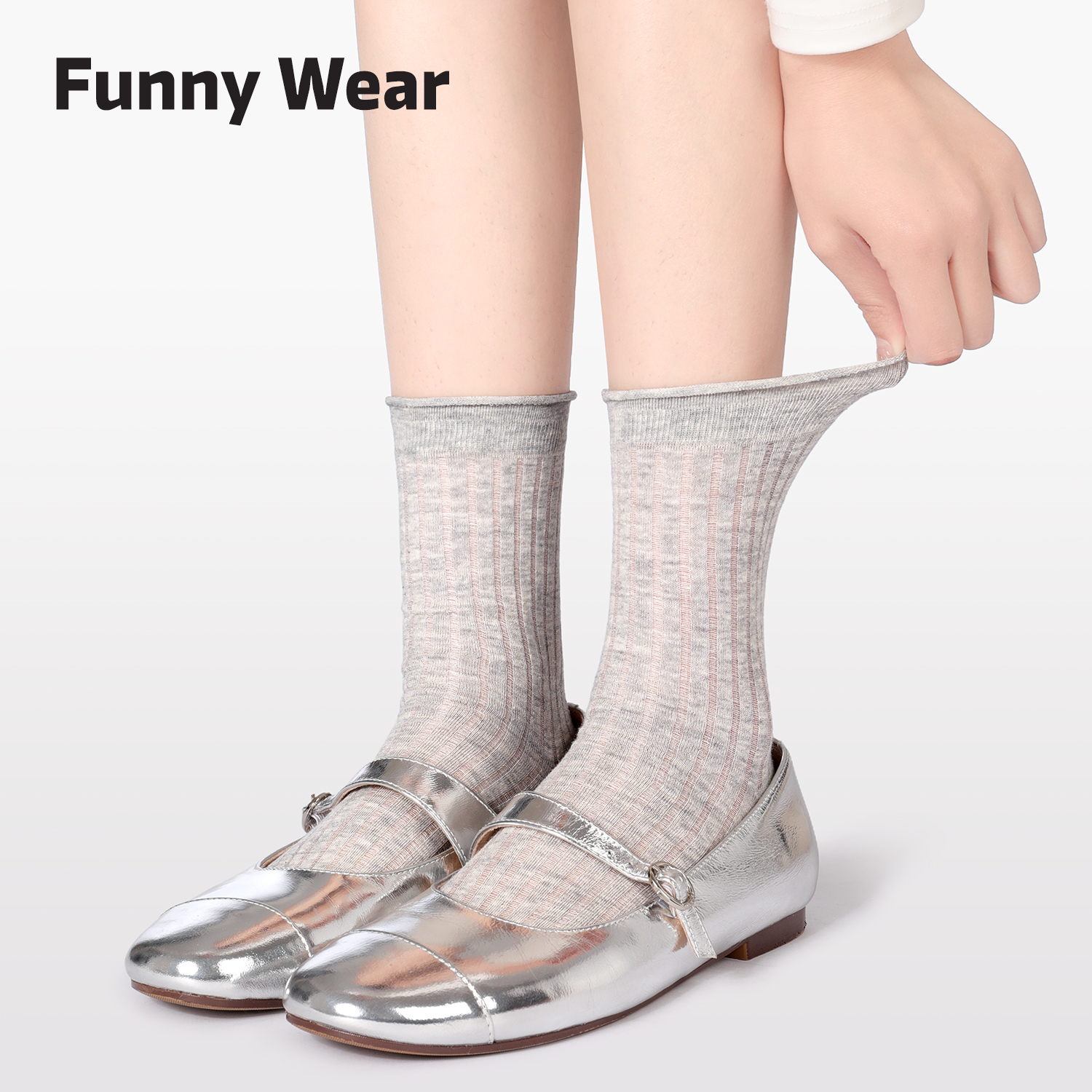 灰色袜子女春秋款玛丽珍中筒袜