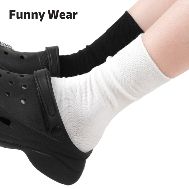 4双装白色堆堆袜黑白百搭月子袜