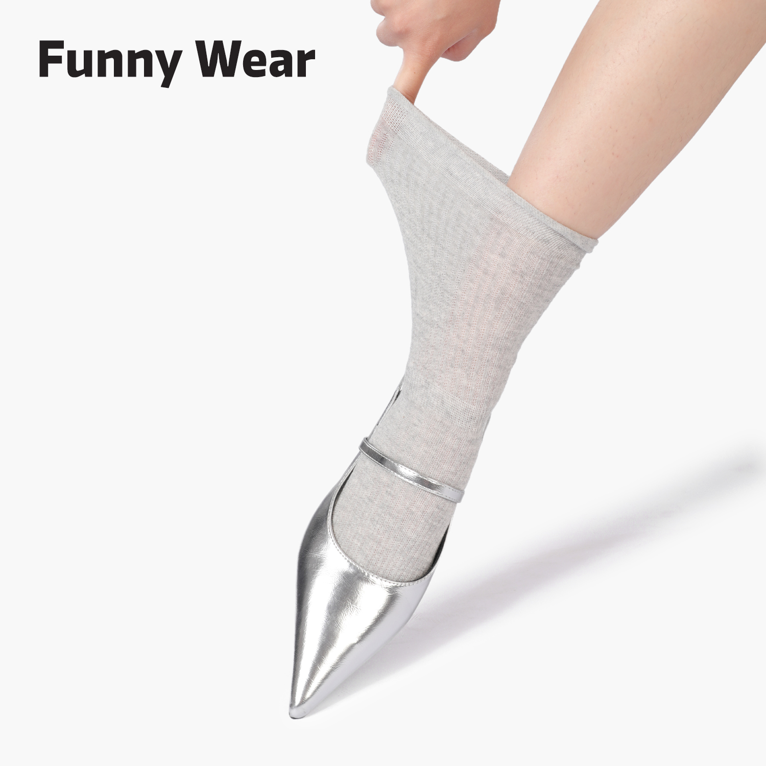 灰色袜子女春秋薄款芭蕾风中筒袜