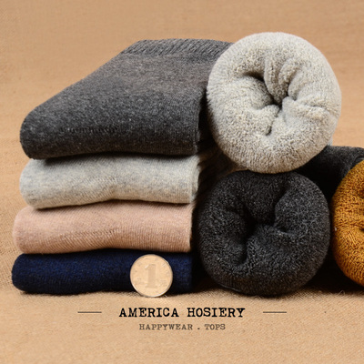 袜子男保暖冬季居家纯色中筒袜