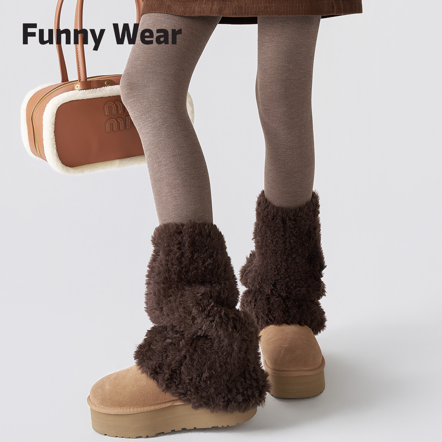 毛绒袜套加厚保暖美拉德毛毛腿套