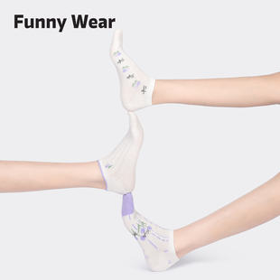 袜子女船袜夏季 透气棉袜紫色无骨袜低帮浅口短袜隐形袜不掉跟 薄款