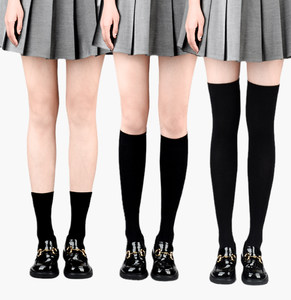 袜子女ins潮薄款透气黑色堆堆袜