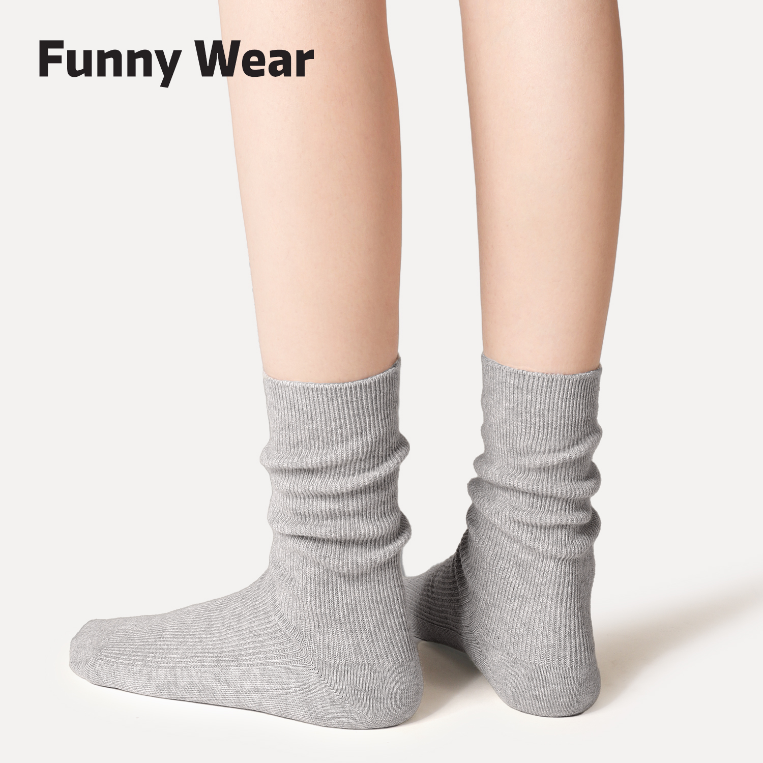 袜子女款堆堆袜秋冬季灰色中筒袜