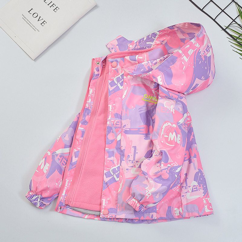 儿童韩版冲锋衣春秋冬新女童小女孩三合一可拆卸加绒风衣冬外套潮