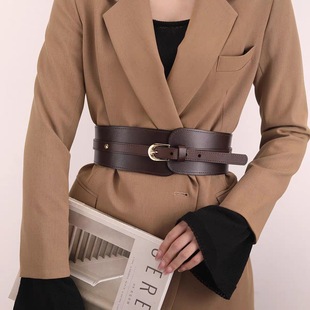 头层牛皮腰带腰封欧美女外搭装饰百搭配裙子大衣毛衣真皮宽皮带潮