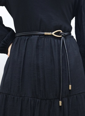 腰带女款细装饰连衣裙配裙子西装复古时尚百搭黑色打结小皮带