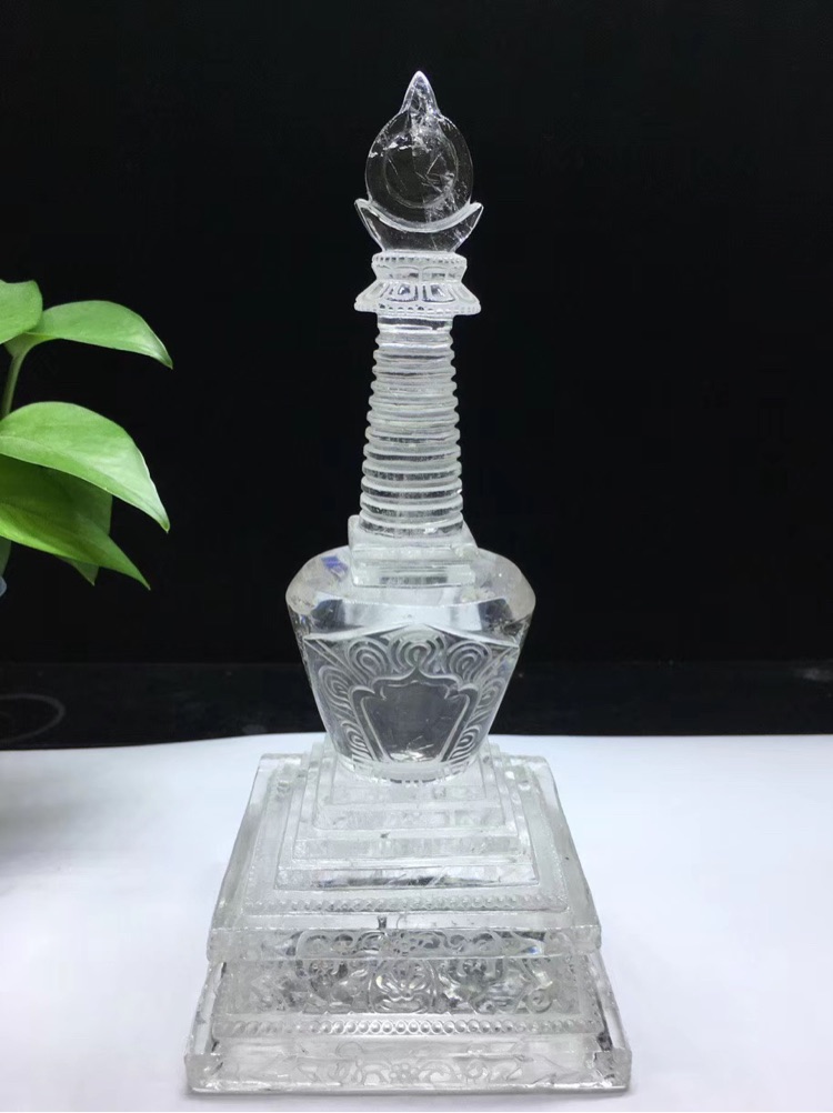 智悲佛缘 天然白水晶舍利塔 晶体透彻24厘米高  包邮