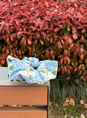 Daydream无尽夏蓝色绣球花｜原创手工大肠发圈头饰配饰发绳全棉