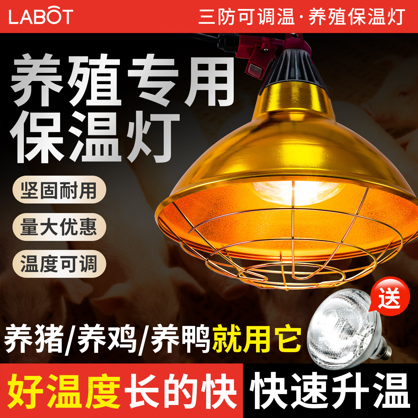 仔猪用保温灯养殖场专用加厚灯泡小鸡育雏加热烤灯兽用取暖保暖灯