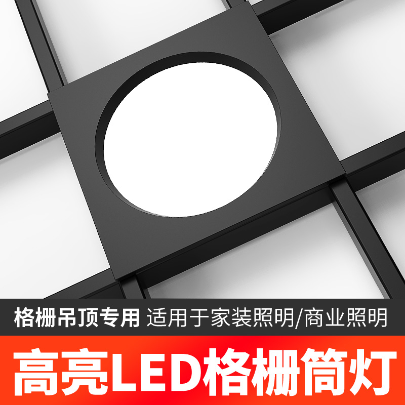 led格栅灯15x15铝网格吊顶双头10*20黑色葡萄架专用方形筒灯射灯-封面