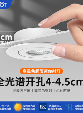 led迷你射灯嵌入式酒柜手办橱柜开孔4公分4.5cm40/45mm牛眼筒灯3W