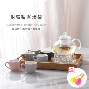 北欧简约花果茶具套装蜡烛加热玻璃煮水果花茶具下午茶壶茶杯托盘