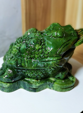 金蝉摆件天然玉石三足金蟾蜍招财装饰品办公室店铺开业礼品工艺品
