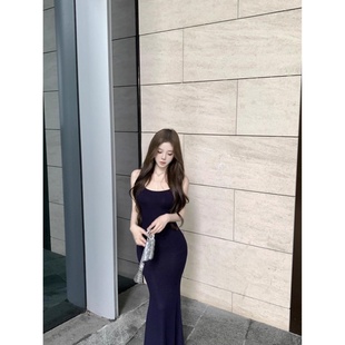 双11#2025紫风春夏法式吊带连衣裙女气质收腰长裙辣妹鱼尾包臀裙
