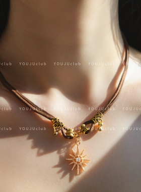 YOUJUclub-太阳星星～咖色锁骨链