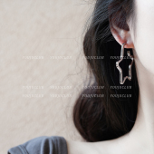 YOUJUclub 极简金属五角星星耳圈冷淡风银色耳环耳夹 万分星动