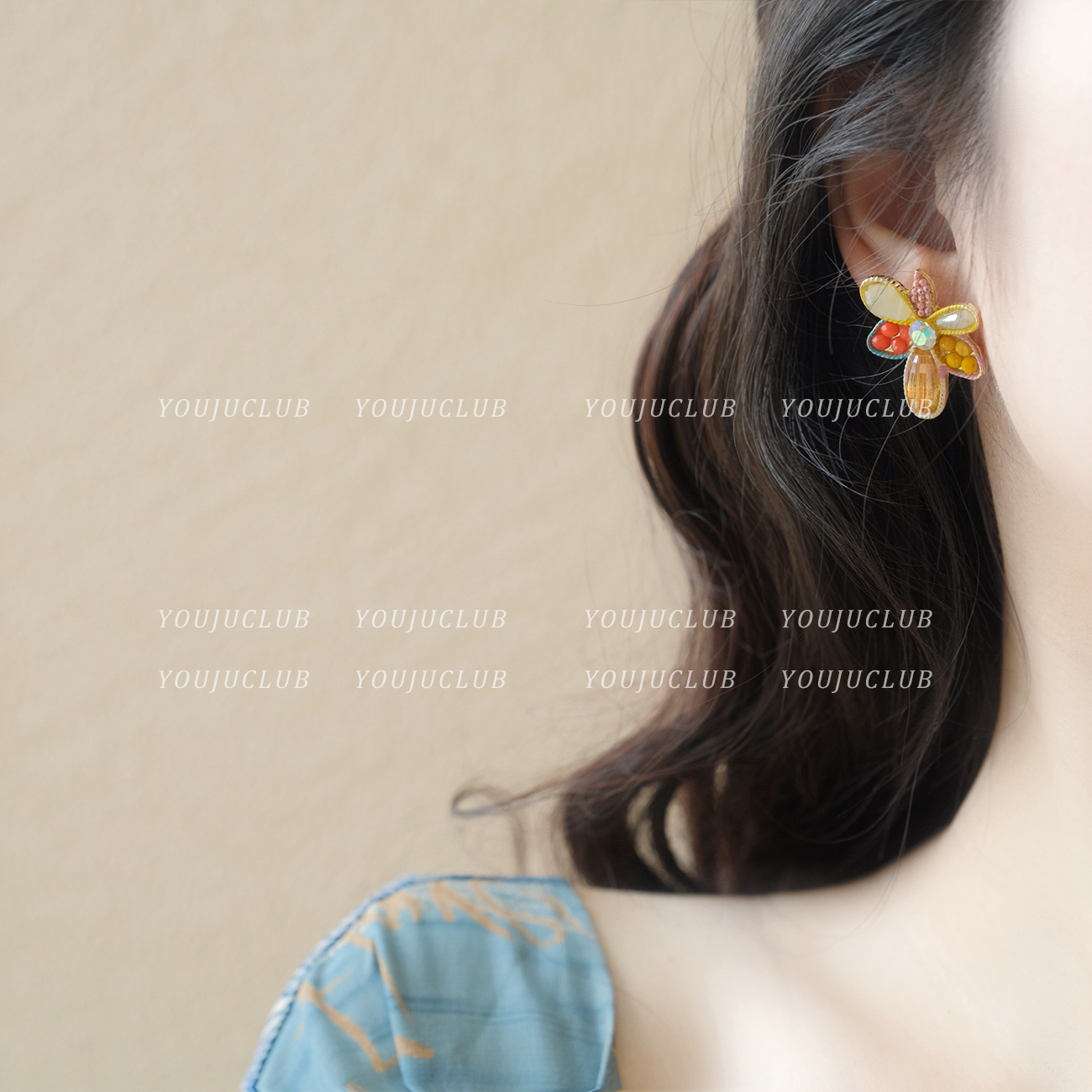 小清新黄色系少女精致百搭耳环