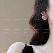 YOUJUclub 彩色波点粉色圆形爱心砂糖耳钉蚊香盘耳夹女 甜糖泡泡