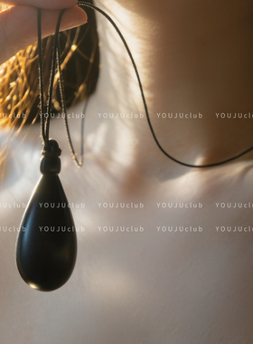 邮橘-酒壶～新中式黑色水滴项链女小众设计毛衣链简约百搭民族风
