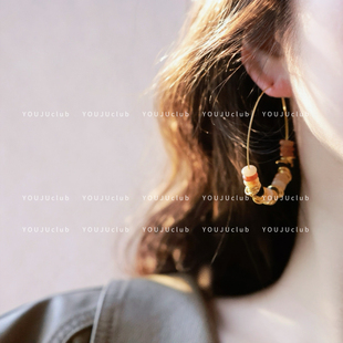 YOUJUclub-枫林赏月~美拉德高级感夸张耳圈复古耳环蚊香盘耳夹女