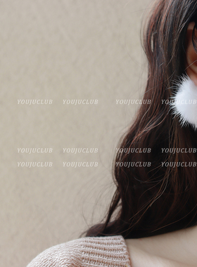 YOUJUclub-冬日童话 温柔气质白色毛绒球珍珠耳钉耳环蚊香盘耳夹