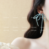 YOUJUclub 甜美蝴蝶结少女夏日奶油蓝色耳环蚊香盘耳夹 精灵仙女