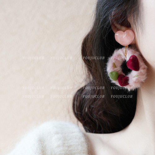 甜美梦幻毛茸茸少女心辣妹耳饰