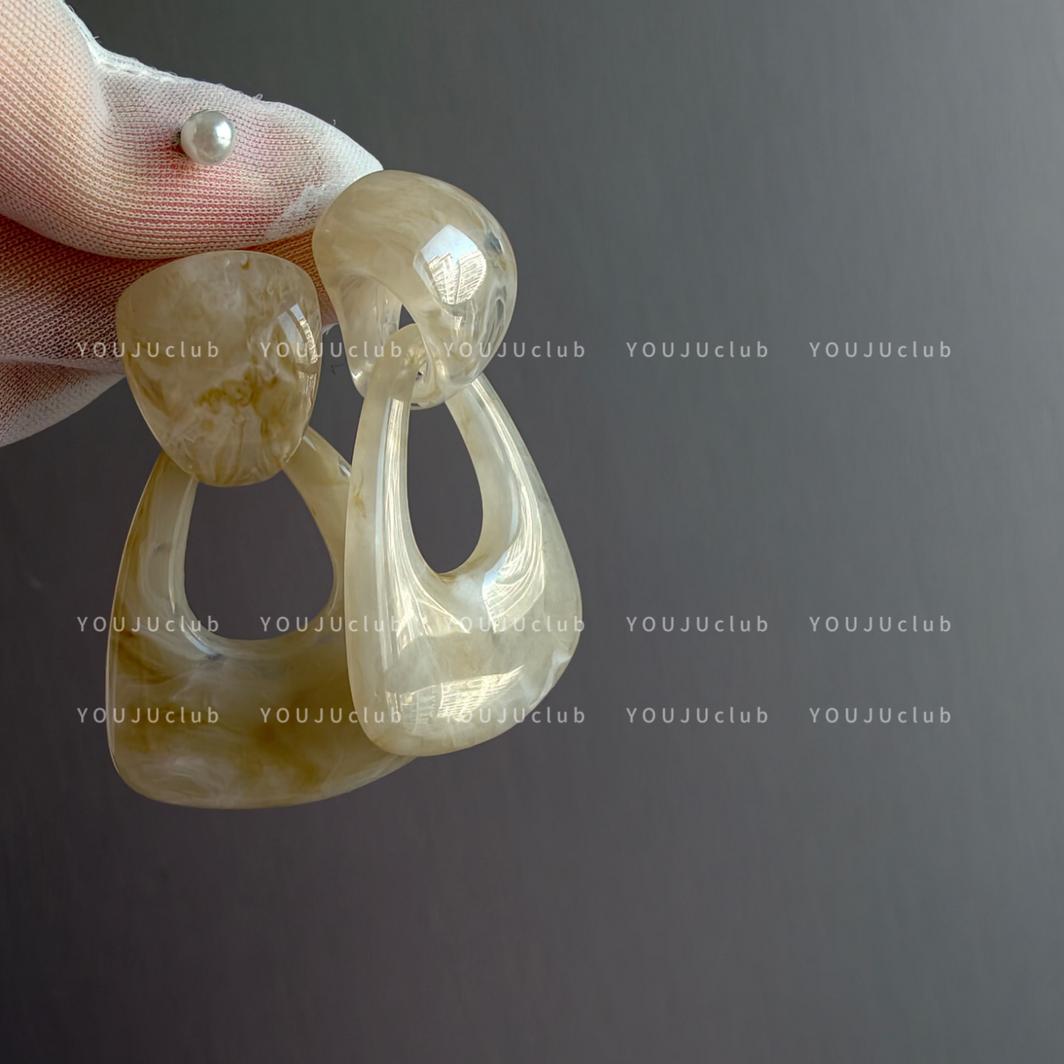 邮橘-暮色森林～复古琥珀几何咖色高级感气质树脂耳环蚊香盘耳夹