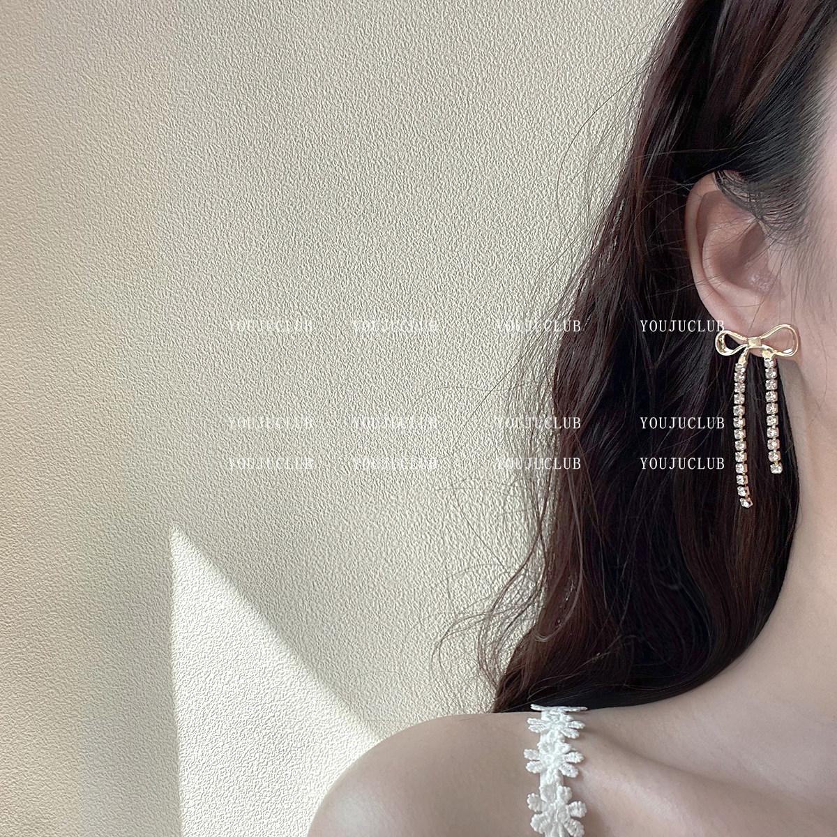 YOUJUclub-小众款！巨好看~气质仙女复古镶钻蝴蝶结长款耳环耳夹,饰品/流行首饰/时尚饰品新,耳环,淘宝优惠券,粉丝福利购,淘宝优惠卷