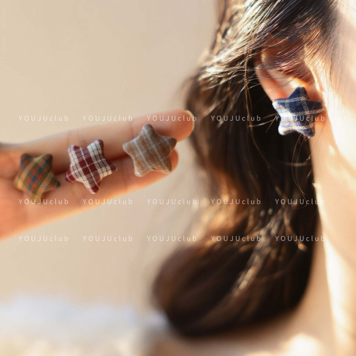 邮橘-活力港妹～格纹星星秋冬甜美可爱复古布艺耳钉蚊香盘耳夹女,饰品/流行首饰/时尚饰品新,耳环,淘宝优惠券,粉丝福利购,淘宝优惠卷