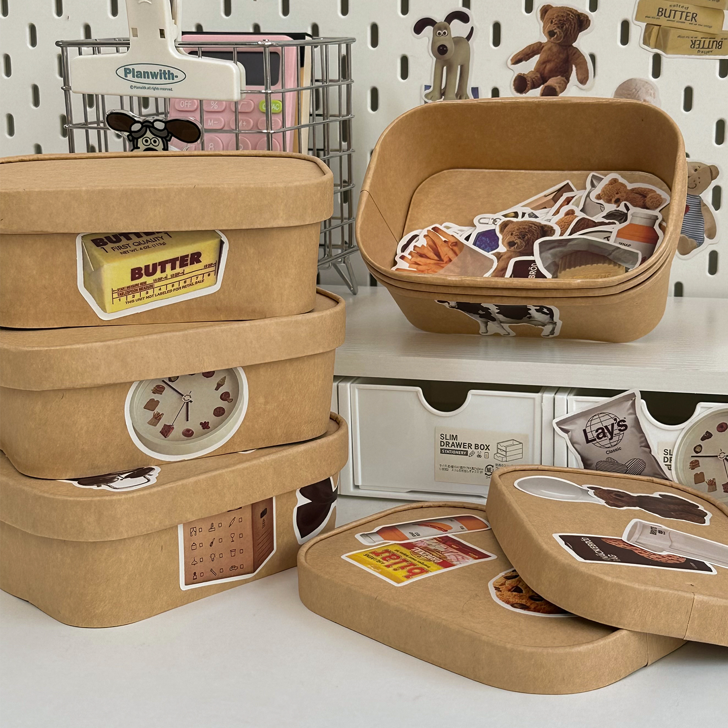 复古桌面收纳盒可叠加纸质整理盒