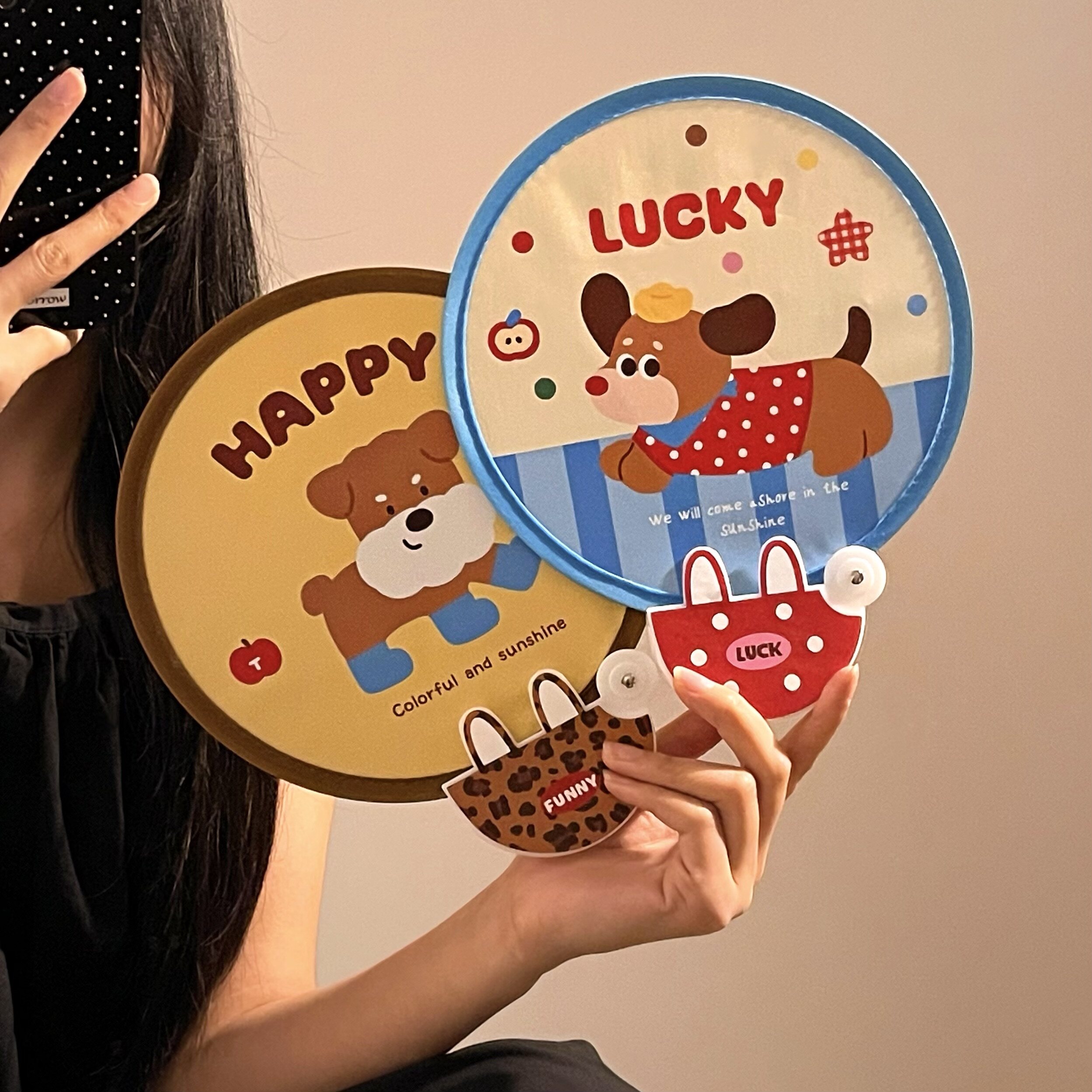 反光板团扇可爱折叠小扇子便携图片