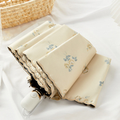 高颜值三折全自动雨伞遮阳防晒防紫外线刺绣黑胶太阳伞女晴雨两用