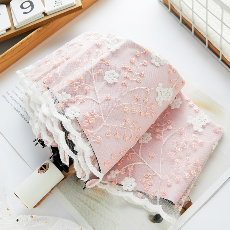 双层全自动蕾丝刺绣太阳伞遮阳防晒防紫外线折叠雨伞女士晴雨两用