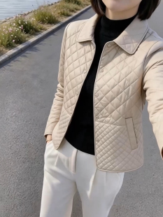 春秋季妈妈轻薄小个子时尚棉衣女士短款中年宽松棉袄棉服上衣女