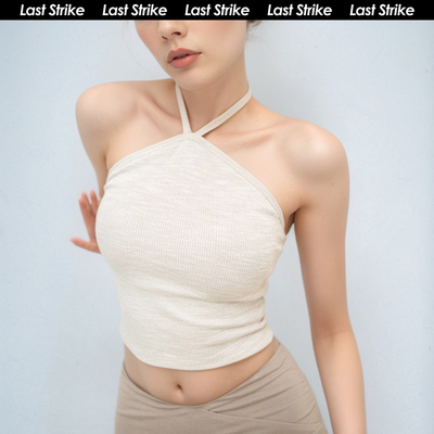 LastStrike瑜伽运动背心女外穿普拉提美背挂脖绑带针织文胸一体式