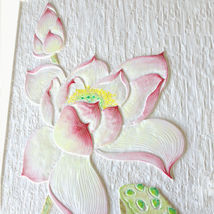 实木手工雕刻荷花木版画客厅背景墙立体浮雕莲花装饰画定制壁挂画
