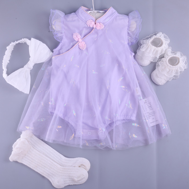 女婴儿衣服夏装新生儿三角哈衣包屁衣裙子宝宝公主服满月百天礼服